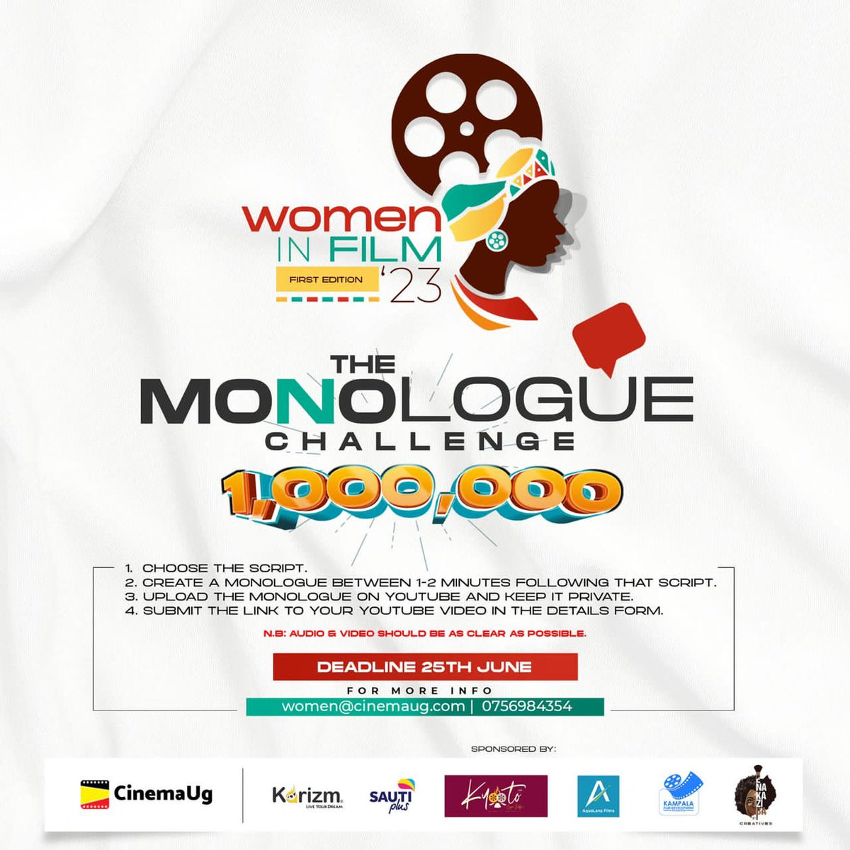 🚨 ATTENTION ATTENTION 🚨
 #WomenInFilm is here with The Monologue Challenge🎉🎉

Show off your acting skills for a chance to win some ka MONEY