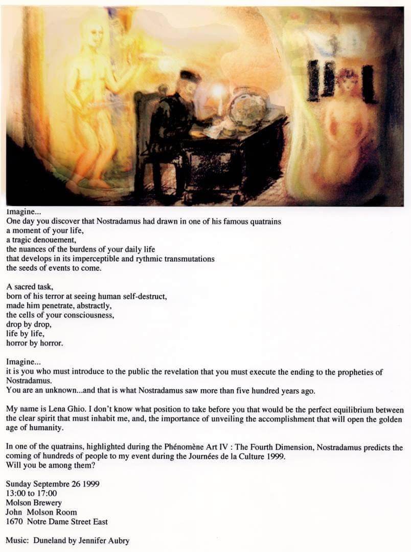 GhioLena's tweet image. #PhenomeneArt was my practice at the turn of the millenium. Based on #eventcalendars I used #art to drag the #creative #force of #Time #Space #Matter &amp;amp; #Gravity to create a specific outcome.

Phenomene Art IV was based on an in depth study of the #prophecies of #Nostradamus p.1