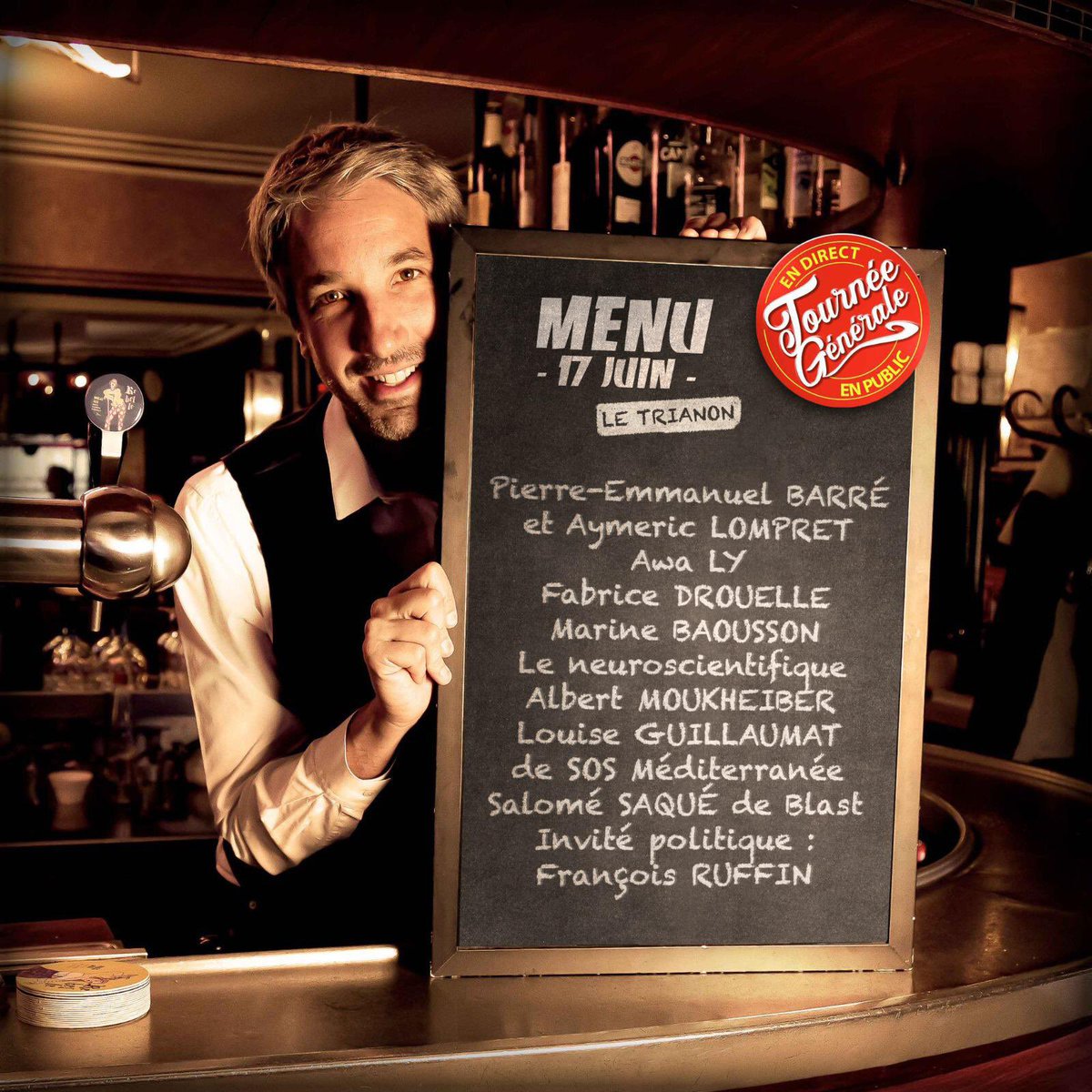 La dernière de #TournéeGénérale au <a href="/LeTrianonParis/">Le Trianon</a>, avec <a href="/GMeurice/">GMeurice</a> et ses invités, c'est à suivre en direct sur YouTube, samedi 17 juin à partir de 20h 🍷

➡youtube.com/live/rKmYHl8af…