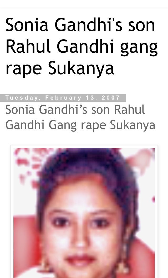 March 7, 2011 Ex-Samajwadi Party MLA Kishore  Samrite filed a petition against Rahul & his 6 Friends in Allahabad High Court

In Petition its mentioned That Rahul Gandhi & His Friends Gang Raped Sukanya Devi & Kept her as  hostage & requested court to direct CBI to trace Sukanya