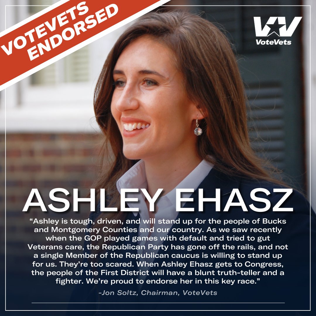 VoteVets is proud to endorse @ashley_ehasz for #PA01!!🇺🇸