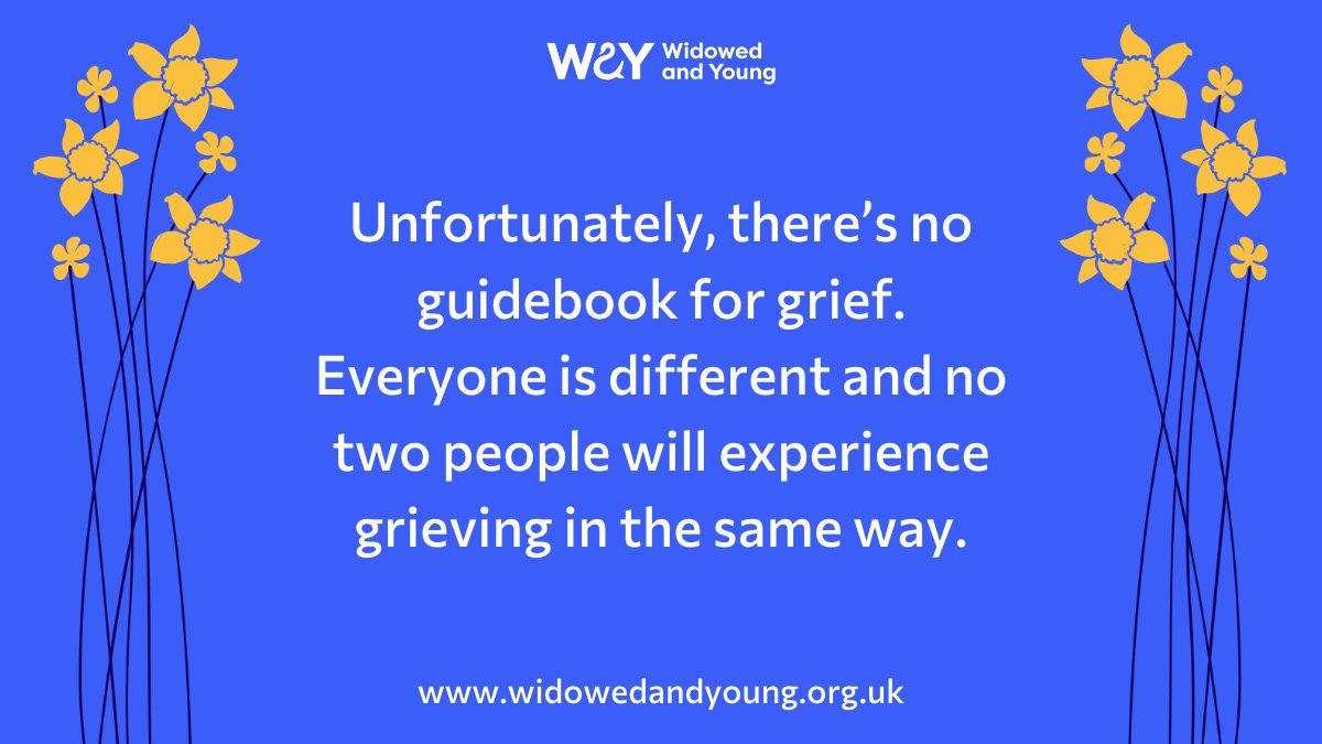 From numbness to anger, from disbelief to guilt, there’s no set pattern to the grieving process, especially when you’ve been #widowed at a young age.

We have support to help you through the first few weeks and beyond: widowedandyoung.org.uk/bereavement-su…

#WidowedYoung  #BereavementSupport