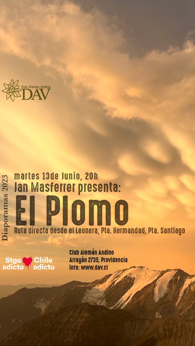 DAV Diaporamas 2023: Travesía del Plomo: Leonera > Punta Hermandad > Punta Santiago > El Plomo - *|dav.cl/2023/06/diapor…|*