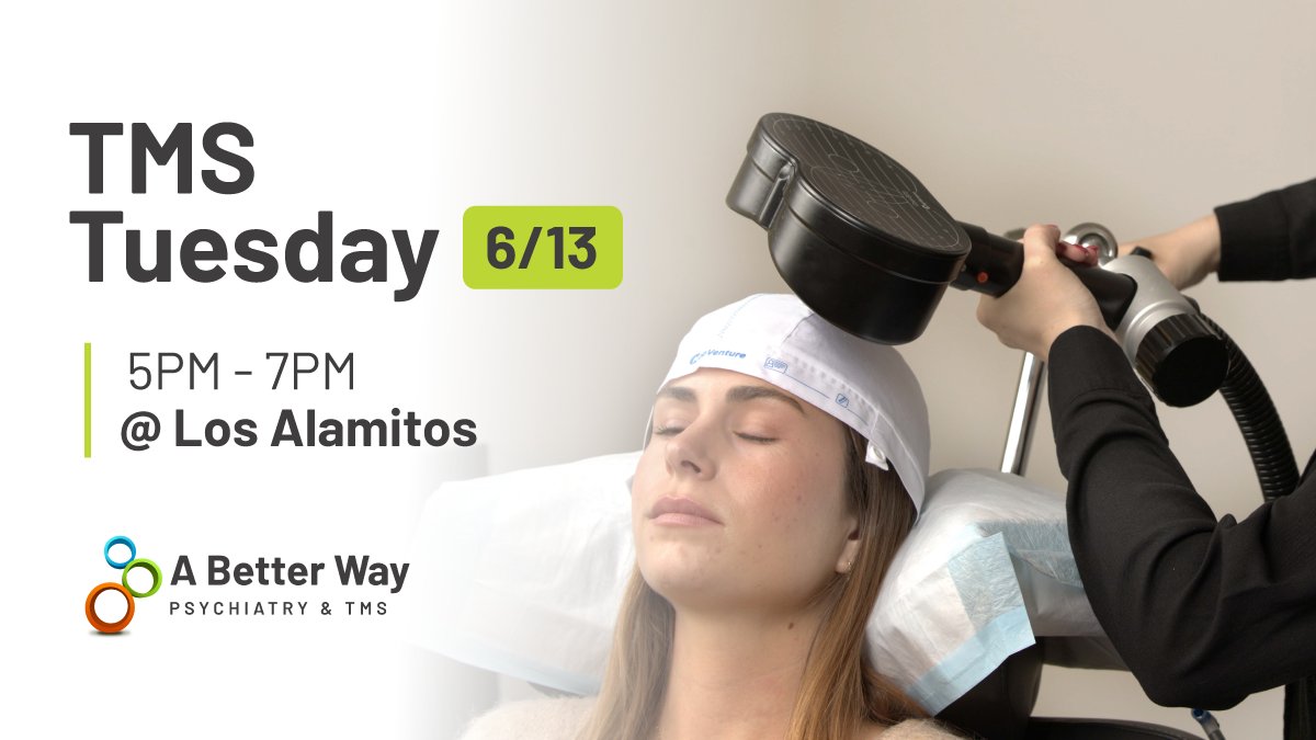 Taking care of our mental health is just as important as physical exercise. Join us this Tuesday, June 13th, from 5 PM to 7 PM at Los Alamitos.  🧠💙 ecs.page.link/Vewhp 
#TMS #MentalHealthMatters #LosAlamitos #ABetterWayTMS #ABetterWay #TMSTherapy #TMSTuesday #MentalHealth