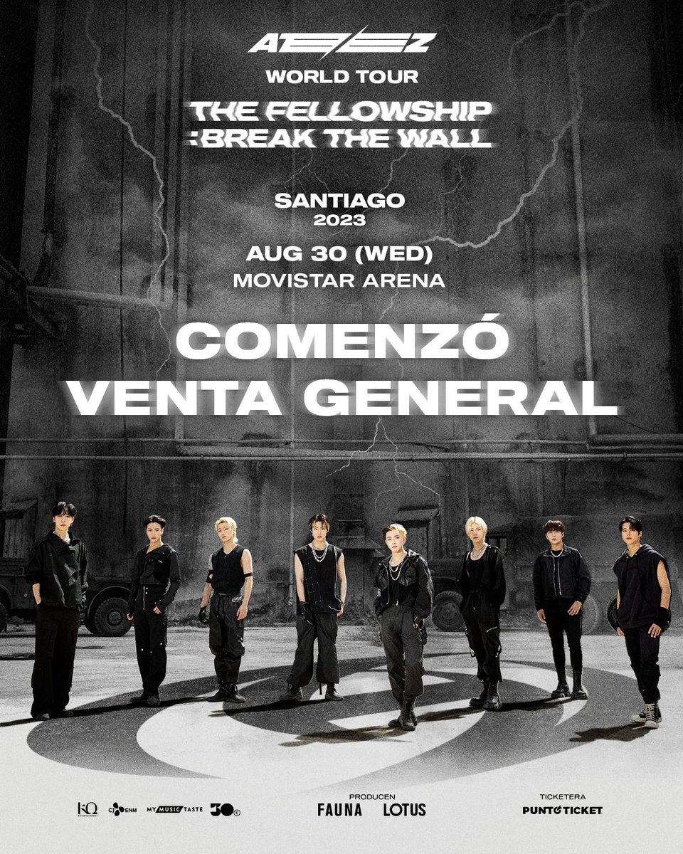 lotusmusica's tweet photo. 📣 ¡BREAK THE WALL!  

¡Es real 🔥 comenzó la venta general de @ATEEZofficial, consigue tus entradas ahora en @puntoticket 🎟️!

🗓️ 30 de agosto.
📍 Movistar Arena.

https://t.co/1WUtSk17zd

#TheFellowship #Break_The_Wall_SCL #ATEEZ #에이티즈 https://t.co/OhwJCB9LBg