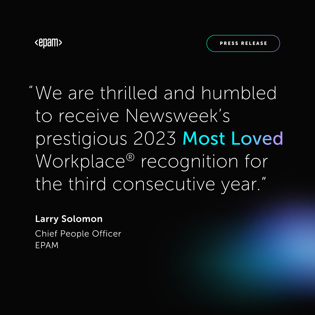We’re excited to be named a Top 100 Most @LovedWorkplace Globally by @Newsweek for the third year in a row, leaping 10 positions to 24# in 2023! 
epamsys.co/3p08PQ2
#EmployeeExperience #hiring #LifeAtEPAM #careers

@bpiworld 
@louislcarter 
@scottbaxt 
@dianeharris