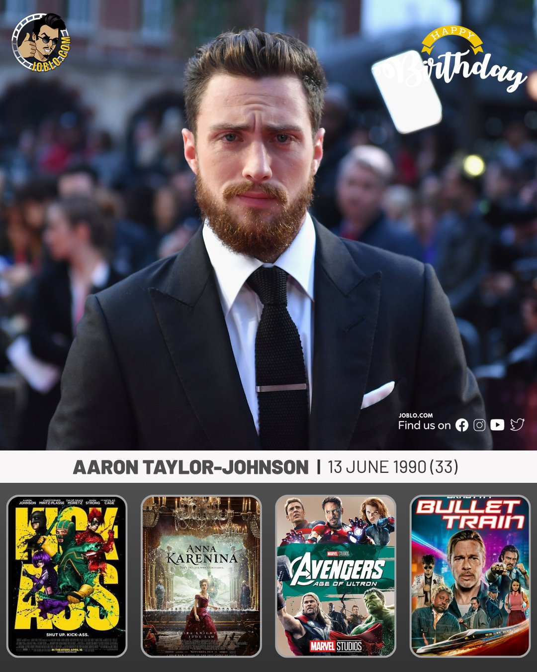 Happy birthday to Aaron Taylor-Johnson, who turns 33 years old today!    