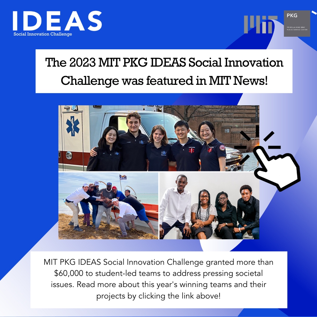 This year's IDEAS Challenge winners are incredible examples of MIT students using their skills to change the world! Click the link to read more about the IDEAS Social Innovation Challenge, the 2023 ceremony, and the winning teams 😄: pkgcenter.mit.edu/2023/06/13/mit…
