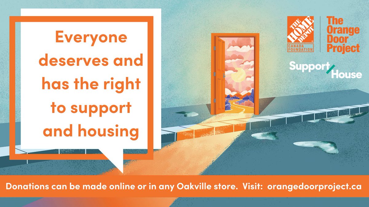 Just one week left to donate to the #OrangeDoorProject campaign! Donate online or in-store today! bit.ly/3p2NZiD [bit.ly]
#SupportHouse #EveryoneDeservesSupport  #MentalHealth #Housing #Youth #Halton #Donate #HomeDepotCanada #HomeDepotCanadaFoundation