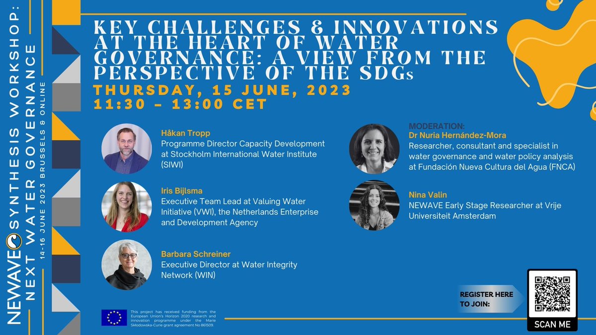 📢We're excited to announce our upcoming #webinar "Key challenges and innovations at the heart of water governance: A view from the perspective of the #SDGs"
📅Thursday 15 June
🕒11:30-13:00 CET
✍️Register to join us online or in-person (WOMADE, Brussels): vu-live.zoom.us/webinar/regist…