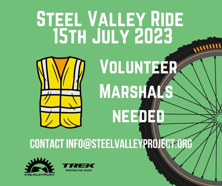 There is just one month to go now until the Steel Valley Ride 2023 and we could still do with some help from a few more volunteer marshals in order to make the event a big success. Please get in touch if you would be interested. <a href="/vasnews/">Voluntary Action Sheffield</a> <a href="/KoftheP/">keeper of the peak</a> <a href="/Shef_Volunteer/">Sheffield Volunteering</a> <a href="/VCBarnsley/">Barnsley Volunteer Centre</a>