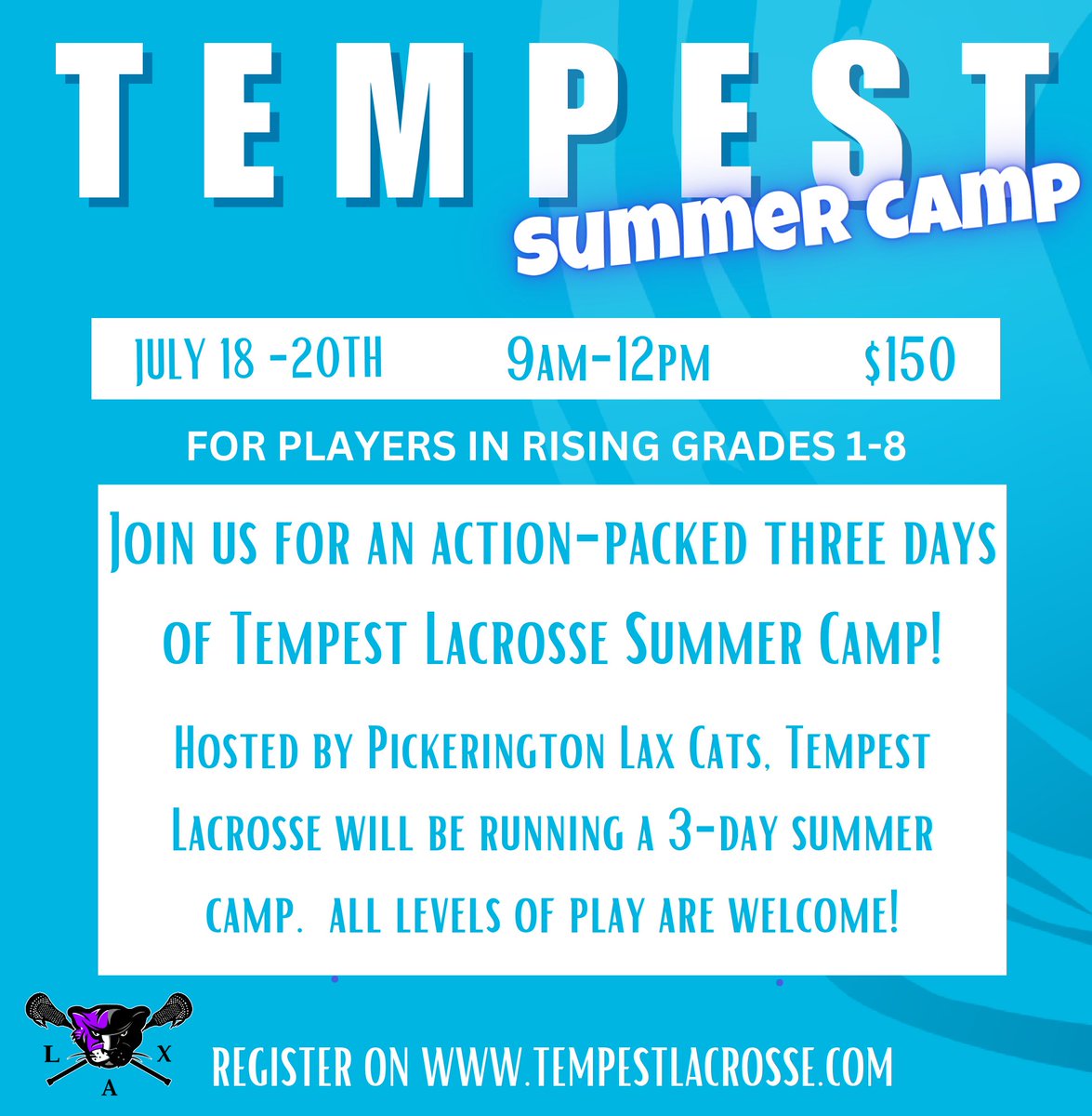TempestLax's tweet photo. Join us for Tempest Summer Camp!! https://t.co/raXV5u1e5r