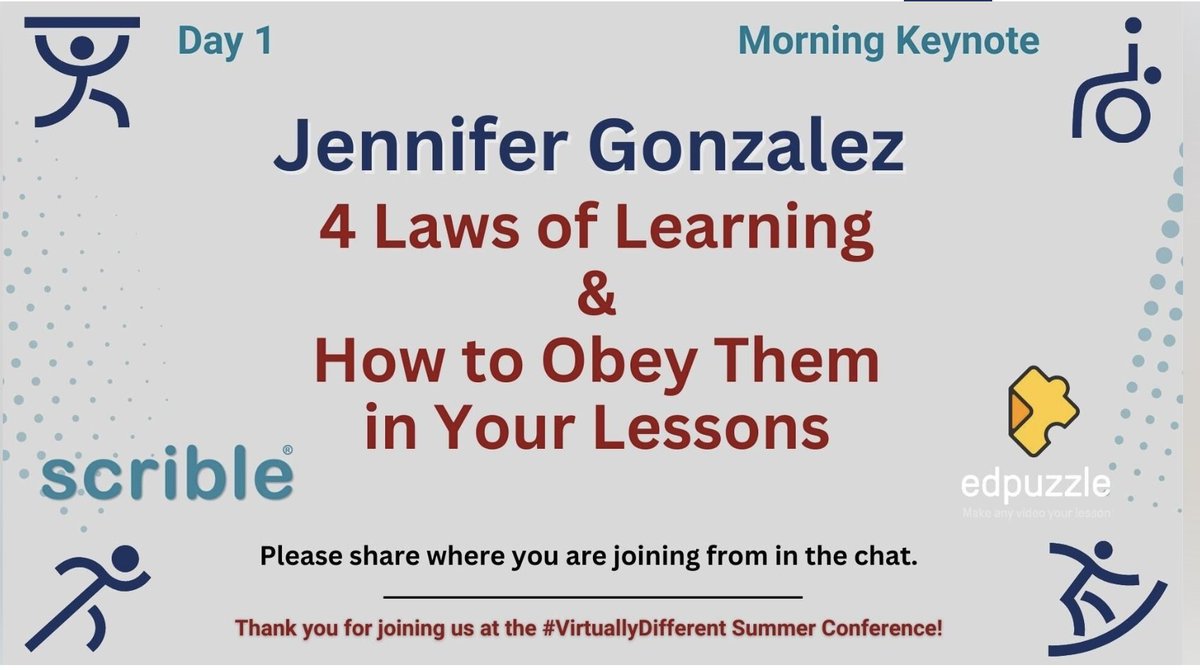 mrhartgis's tweet image. 2023 @KeepINLearning #VirtuallyDifferent Summer Conference is underway. Great Keynote from #JenniferGonzalez of @cultofpedagogy. Ss do better when they are told what they are doing &amp;amp; why. 4 Laws: 1/KeepGPSon, 2/Classify,Connect,Compare 3/Churn&amp;amp;Learn 4/BetterToRetrieveThanReceive