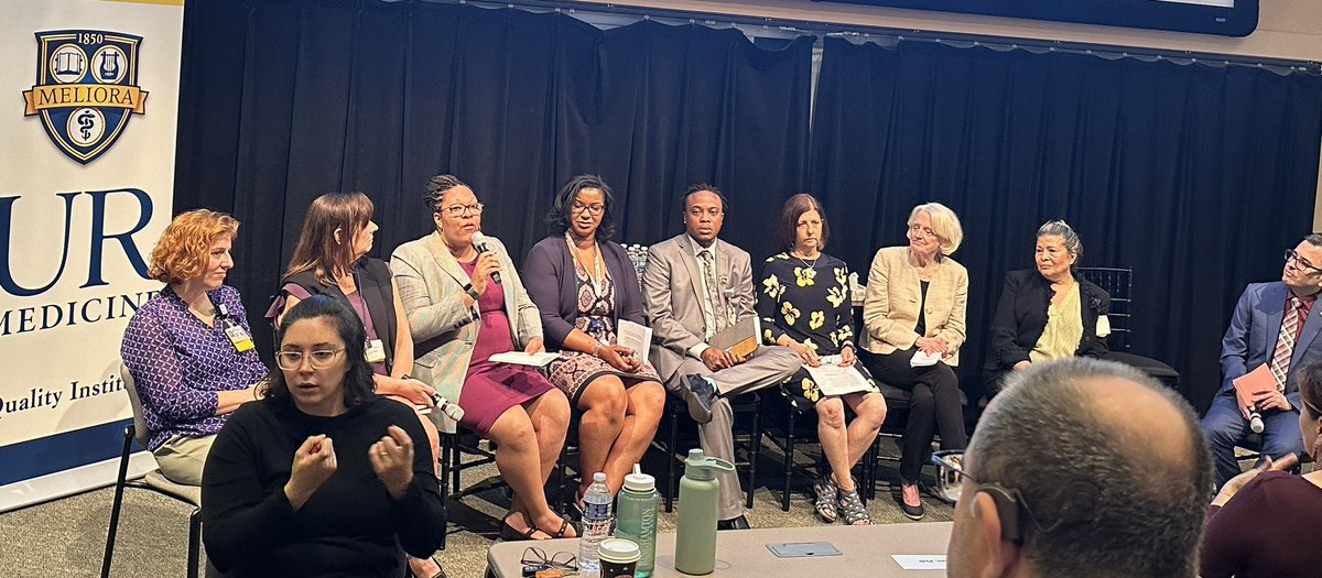 ElderPsychiatry's tweet photo. Fabulous panel @UR_Med Quality Institute Symposium on Addressing Health Equity. So many things to keep working on. @DrMyraMathis “from awake, to woke, to working.”@bh4council “psychological safety”. Much to do… https://t.co/MbjG3UxyV6