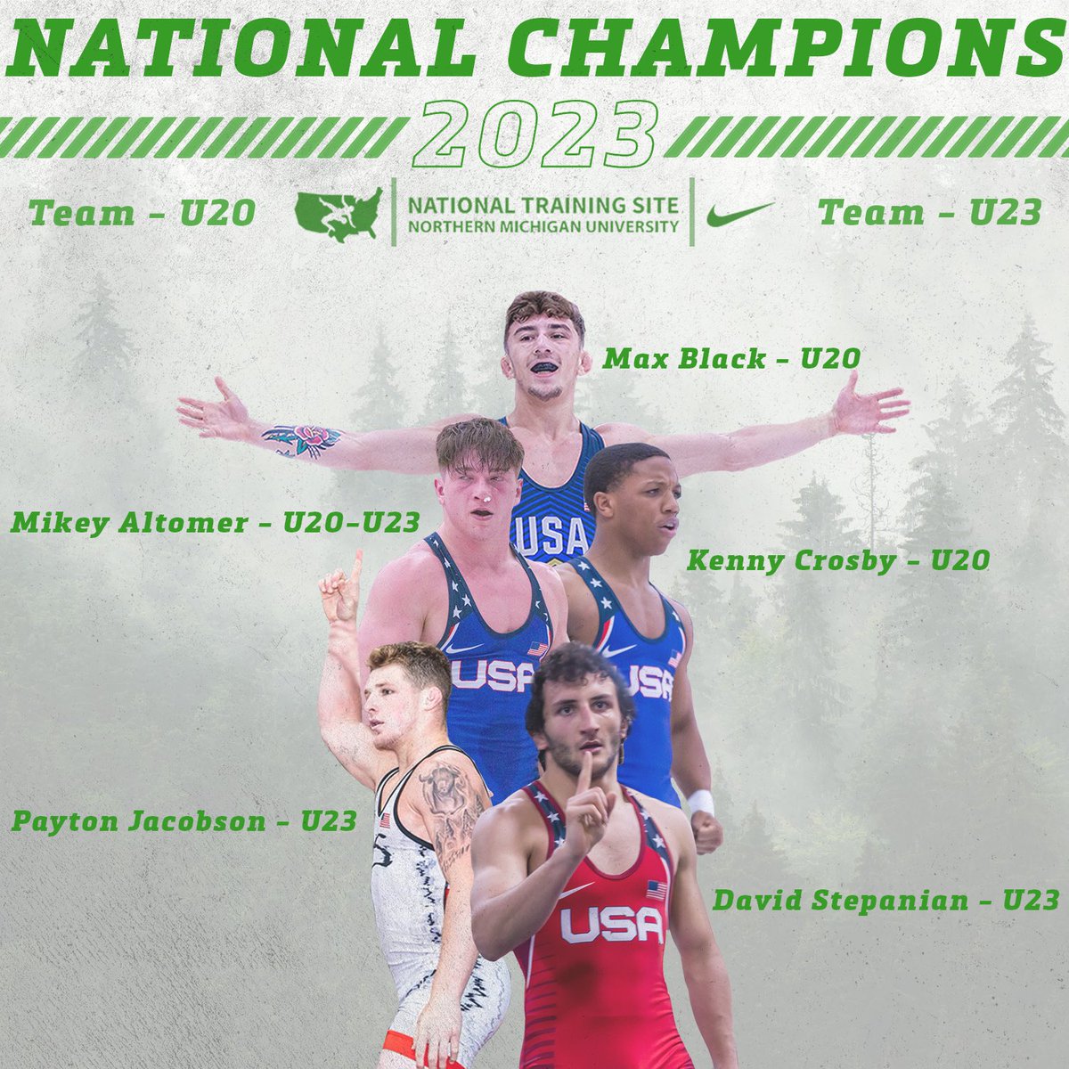 NMUGreco's tweet photo. Domestic competition is wrapped up for the season. Over the next couple weeks we will be doing a recap on the season, first up is our National Champions. @NMU_Wildcats @NorthernMichU @USAWrestling #GoGreco #GrecoUniversity #nationalchampions https://t.co/uqQO9omNSV