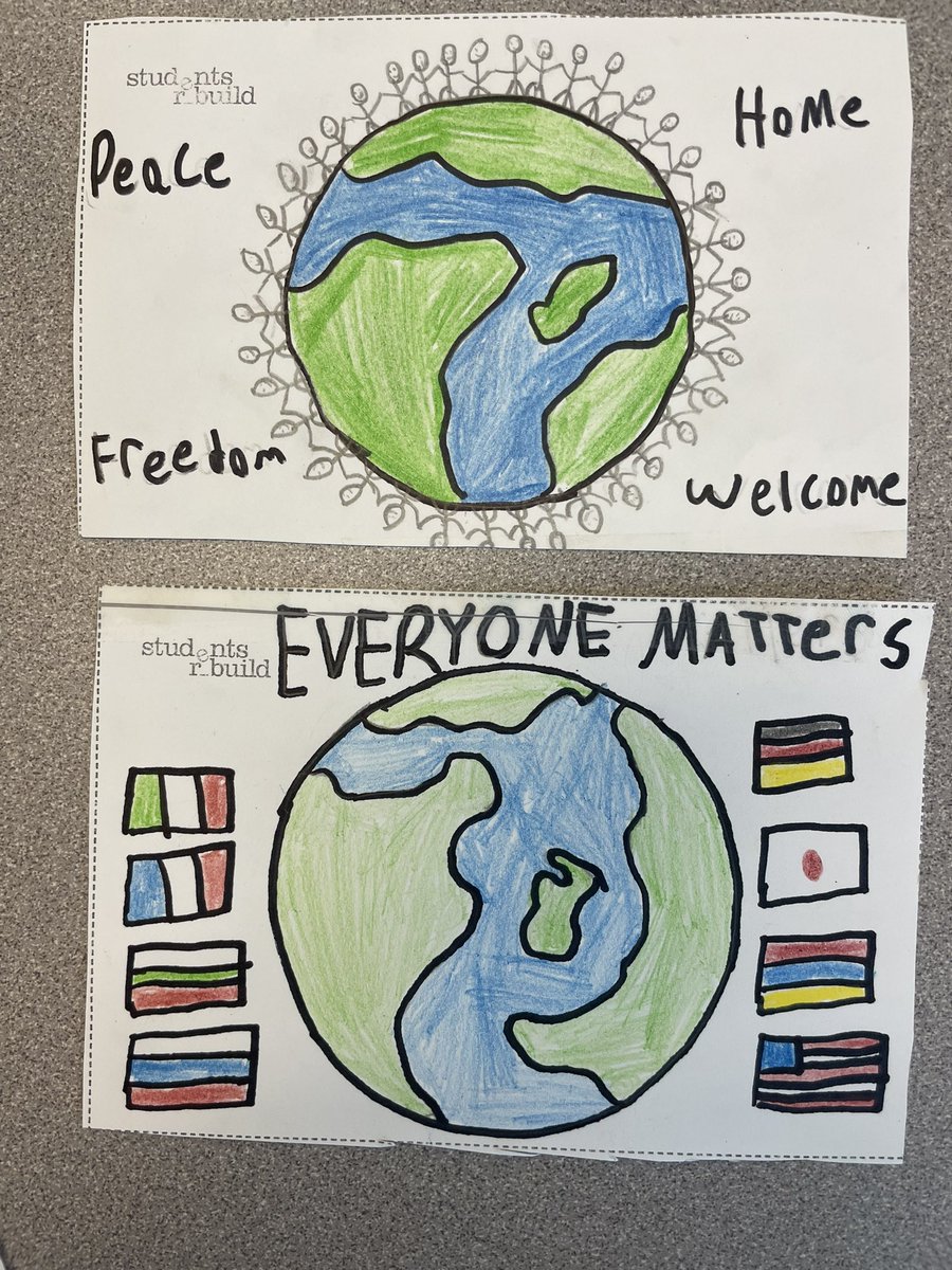 MadameCrane's tweet photo. Some of our finished postcards to welcome refugees! Fabulous grade 6 artists. Our goal is to raise 250$ today. We are well on our way. @studentsrebuild #activism #globechangers #RefugeesWelcome https://t.co/bCNgvXLvnD