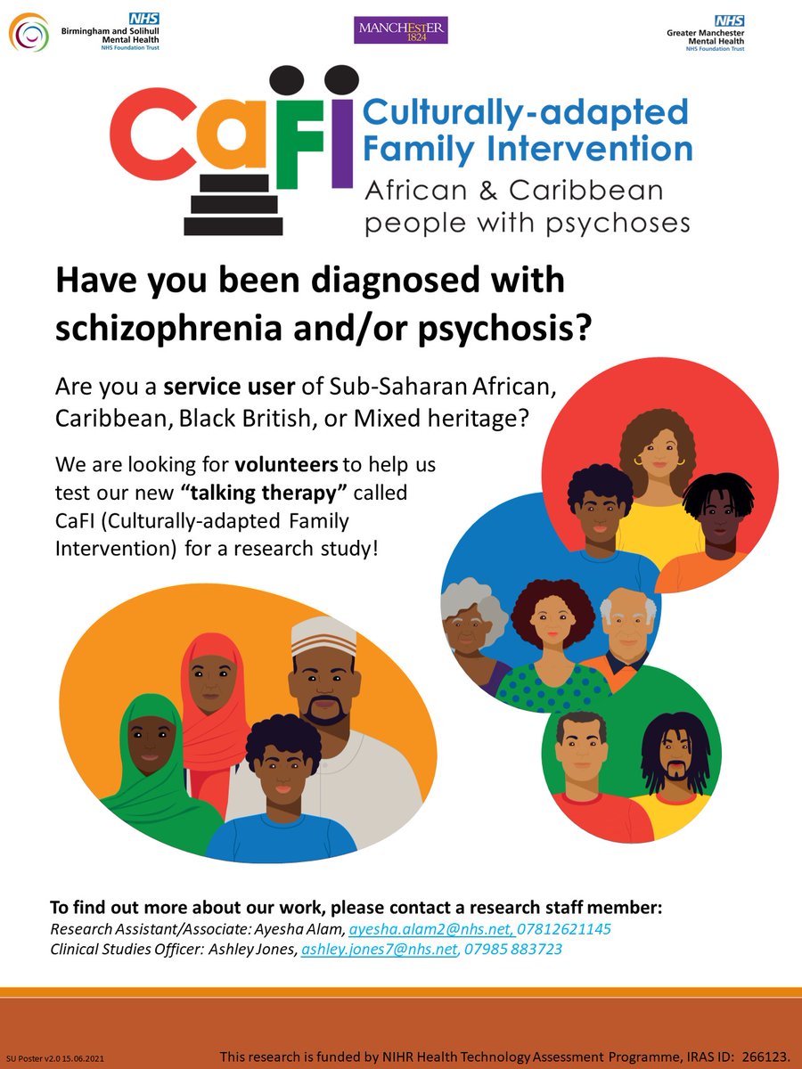 BSMHFT NHS Mental Health (@bsmhft) on Twitter photo We are recruiting to <a href="/cafistudy/">CaFI Study: Culturally-adapted Family Intervention</a> which is testing a new talking therapy called Culturally Adapted Family Intervention. To find out more contact Research Assistant, Ayesha Alam ayesha.alam2@nhs.net We are recruiting to <a href="/cafistudy/">CaFI Study: Culturally-adapted Family Intervention</a> which is testing a new talking therapy called Culturally Adapted Family Intervention. To find out more contact Research Assistant, Ayesha Alam ayesha.alam2@nhs.net