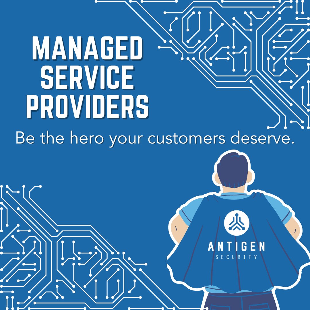antigensecurity's tweet photo. Managed Service Providers have a lot of responsibility regarding their customers’ security. Are you prepared? 

With Antigen Titan Defense, you can be the true hero your customers deserve. Learn more here!

https://t.co/z3u5lGNTS5 https://t.co/gzHl5UMwAH