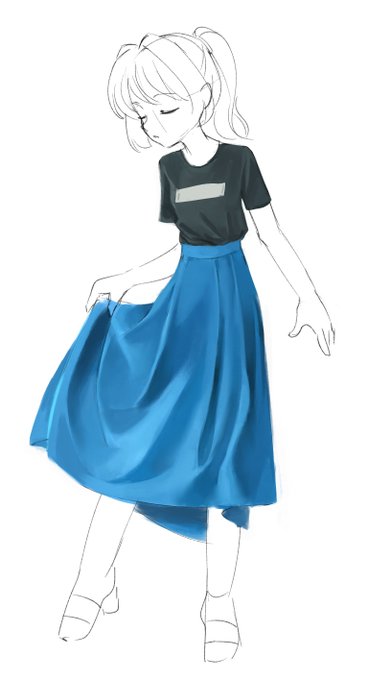 「blue skirt long skirt」 illustration images(Latest)｜5pages