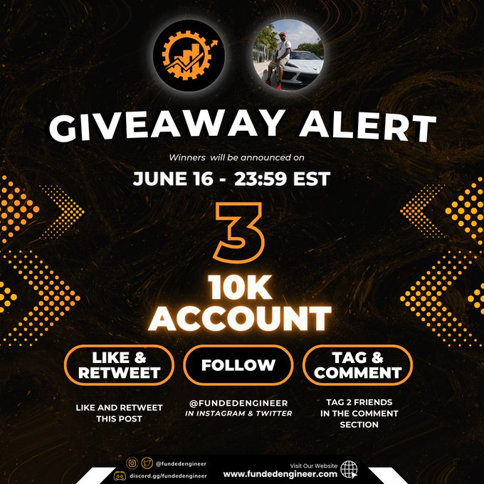 Partnering with @fundedengineer for my 1st Giveaway. In my opinion, the 10k size is the best proving ground for determining risk appetite & nailing down strategy. Master this level and scale. Complete all 3 steps below to enter.

1. Like & Retweet
2. Follow @CreadyTrades…