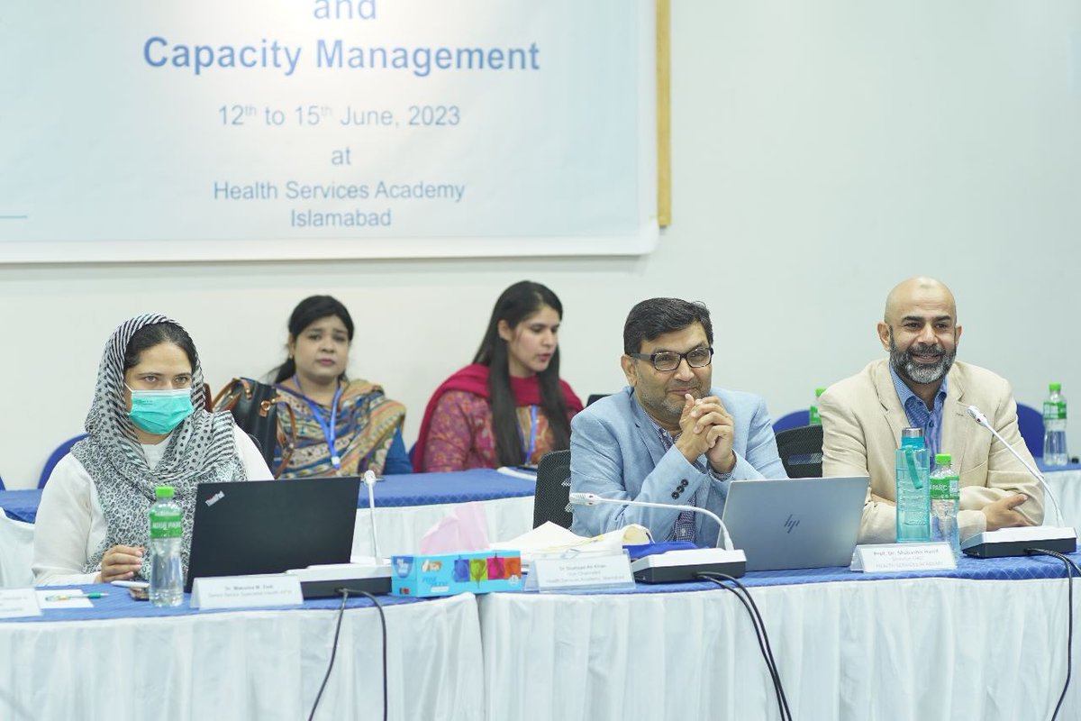 'Health Systems Strengthening and Capacity Management' training Day 2, The Gurus of HSA, VC, Prof. Dr. Shahzad Ali Khan, Director ORIC, Prof. Dr. Mubashir Hanif, HoD PMHD, Prof. Dr. Abid Malik, and Psychologist Ms. Sobia Khateeb trained the senior officers of Punjab and KP.