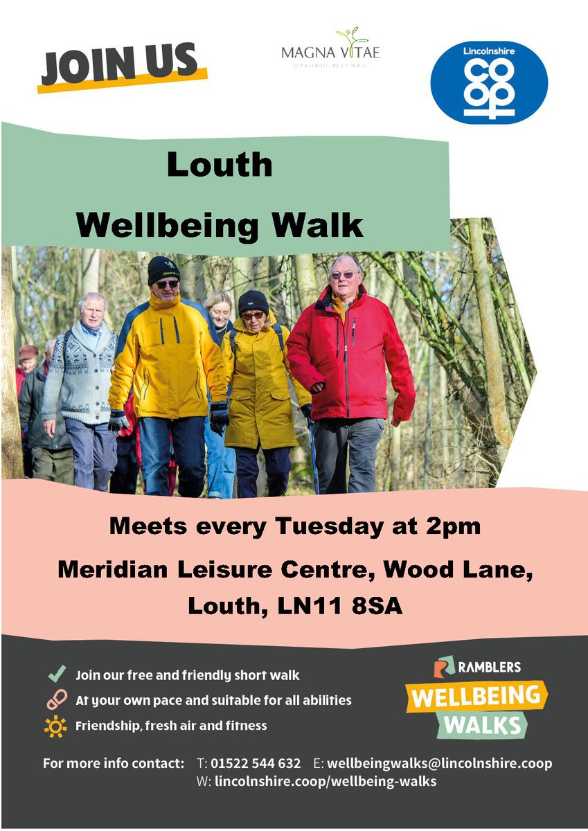 MagnaVitae's tweet photo. 🥾 IN LOUTH, WRAGBY and BINBROOK 🥾
Get your walking boots on for our Wellbeing Walks.

FREE, friendly &amp; suitable for all abilities.✨

Go at your own pace, get some fresh air, form friendships and improve your fitness &amp; wellbeing!🙌

#Wellbeing #Walk #Community #GroupActivities https://t.co/8IVEoz0uN3