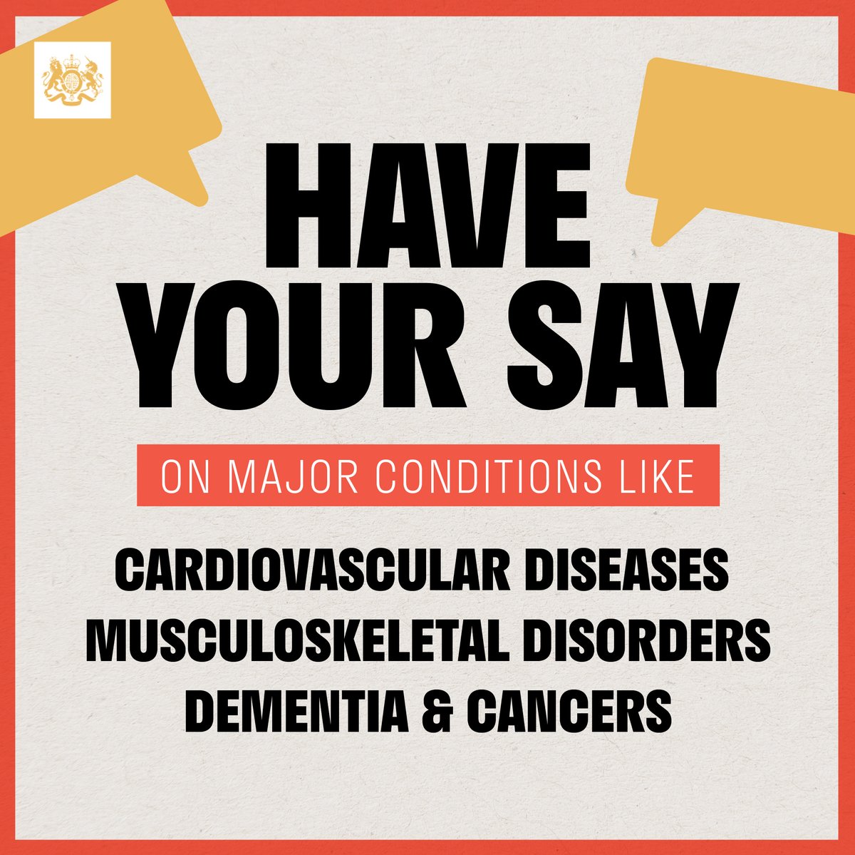 Have your say to help shape @DHSCgovuk’s strategy on tackling major conditions such as dementia & cardiovascular diseases. They want to hear from: ✅ Patients & carers ✅ Scientists & researchers ✅ Campaigners & health professionals Respond here: gov.uk/government/con…