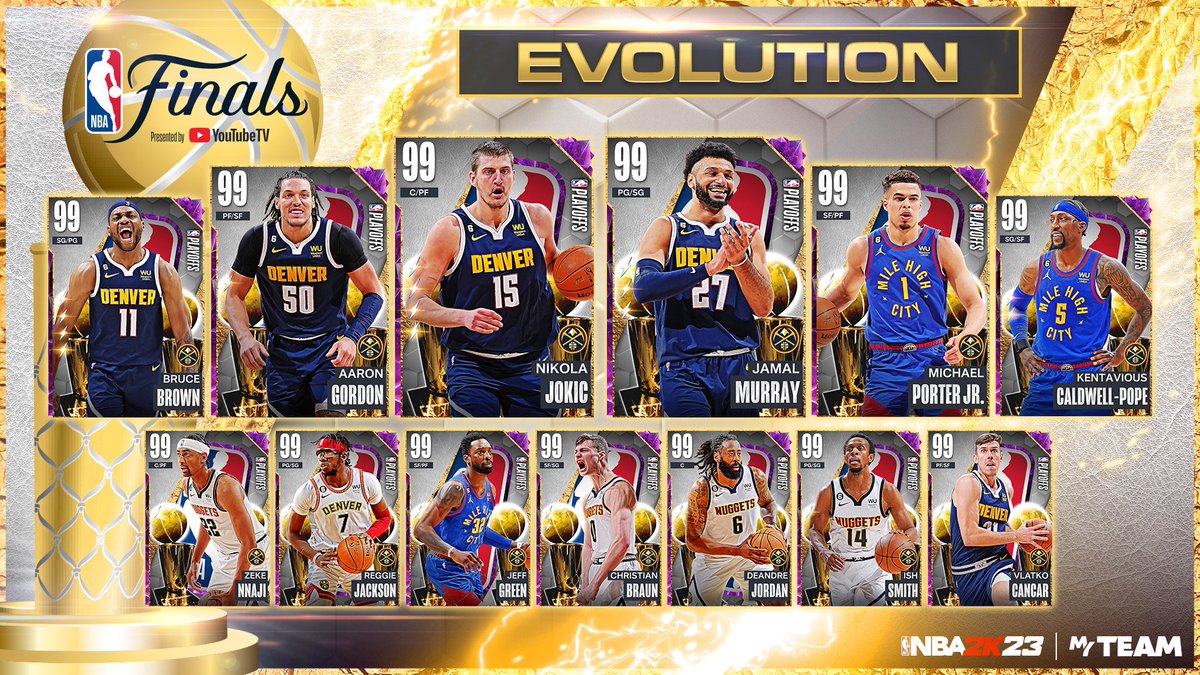For the first time in franchise history, the @nuggets are NBA Champions 🏆

All Playoffs Nuggets players now have Dark Matter evos! Pick any Playoffs Nuggets player to add to your collection using the code below ⬇️

2023-NBA-CHAMPIONS