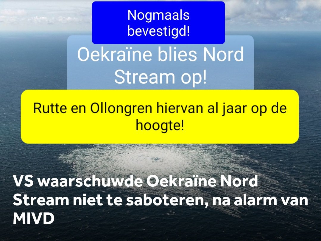 #Nordstream definitief opgeblazen door #Oekraïne Onze eigen #MIVD tipte nota bene de #CIA al in juni 2022! Dit betekent dus dat #Ollongren en #Rutte hier al een jaar van op de hoogte zijn! En #Zelensky maar ontkennen en geld incasseren. E.e.a. blijkt uit onderzoek van #Nieuwsuur