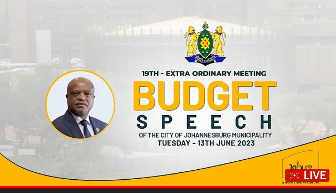 Joburg, catch the Media Briefing of the #JoburgBudget2023 Speech.
It will be Iive on the City's YouTube youtube.com/live/Ou3RoOETz…  Channel and Facebook page 

 #KnowYourJoburg #JoburgLive ^LM