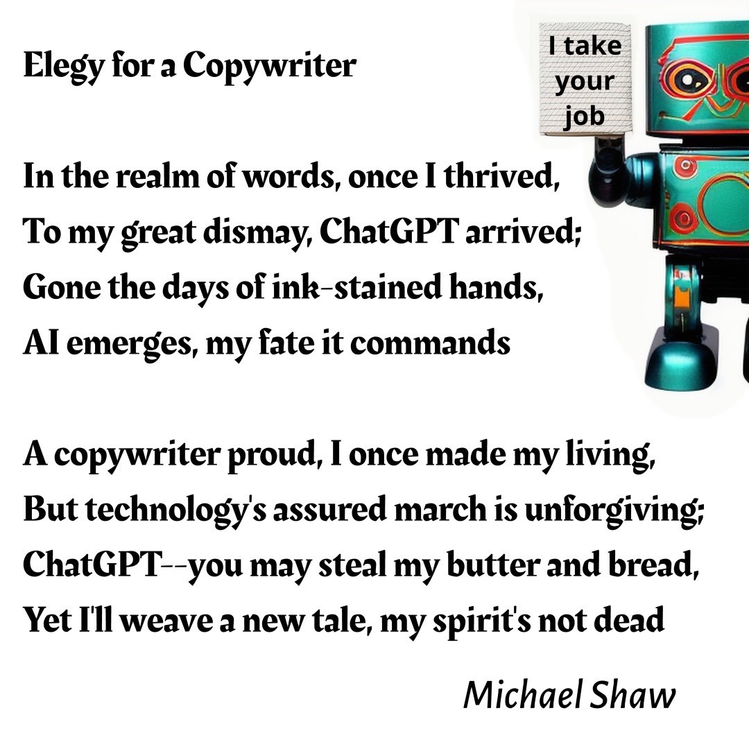 A poem for all those who think their jobs may be threatened by ChatGPT and the emerging AI technology #chatgpt #ai #artificialintelligence #technology #jobs