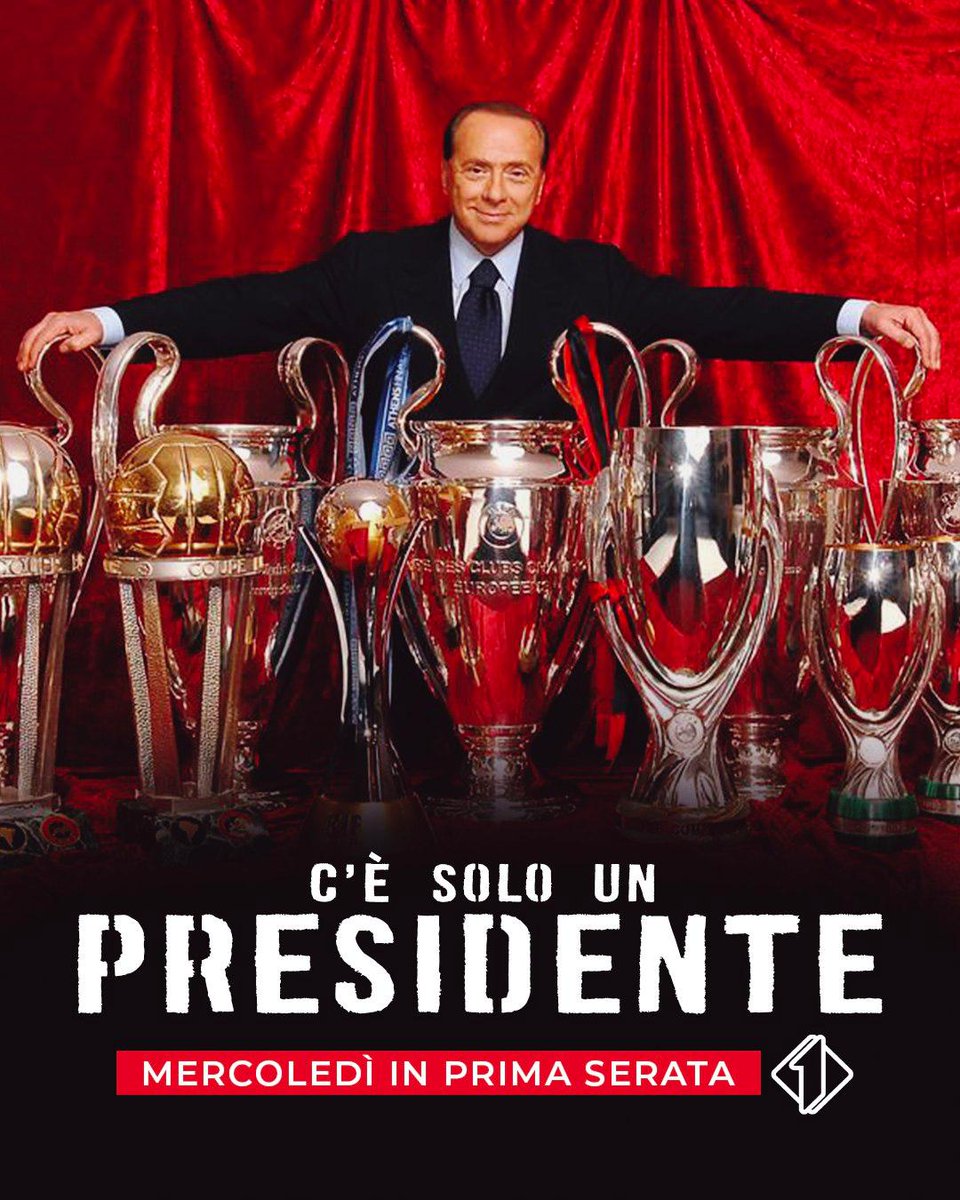 Mercoledì 14 giugno, in prima serata su #Italia1, in onda il docufilm #CeSoloUnPresidente che ripercorre l’epopea di Silvio Berlusconi nel mondo del calcio, a due giorni dalla sua scomparsa.
➡ shorturl.at/vNOQS
