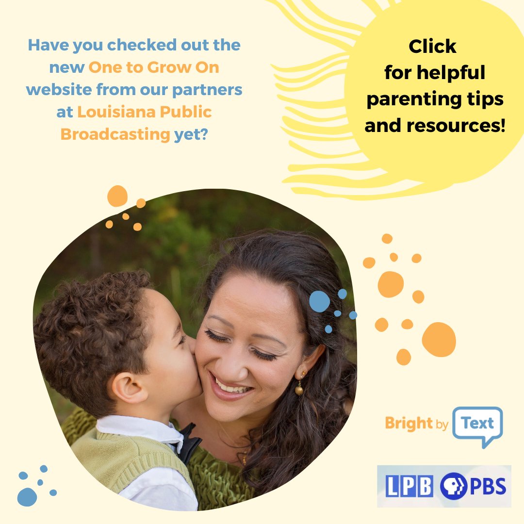 One to Grow On, a great site from our partners  at Louisiana Public Broadcasting, provides helpful videos for parents on various topics, including managing stress as a new parent, healthy meals, building pre-literacy skills, and more! 

Check it out today: lpb.org/programs/oneto…