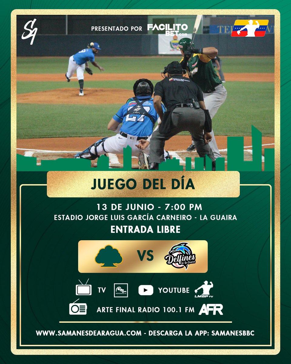 ¡Así iniciamos la sexta semana! 🤩

💻: samanesdearagua.com 
📺: Meridiano TV | LMBP - YouTube
📻: Arte Final Radio 100.1 FM
🖥️: Play by play - Twitter y Telegram
🎟️: Entrada libre

📲 Descarga la APP de Samanes de Aragua. 

#ConFuerza🌳
#EsElMomento