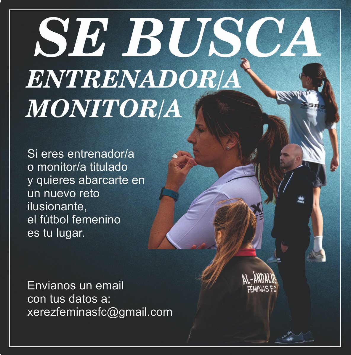 XerezFemFC's tweet photo. Se busca ENTRENADOR/A y MONITOR/A

Manda un email con tus datos a xerezfeminasfc@gmail.com

Una experiencia enriquecedora https://t.co/7zFzykVFgh