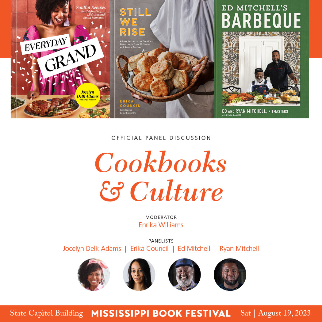 MS Book Festival (@msbookfest) on Twitter photo Take a mouth-watering journey across the South with a blogger, a baker, and 2 bbq pit-masters. Recipes range from simple to whole hog with a heaping side of Southern inspiration. Panelists include <a href="/grandbabycake/">Jocelyn Delk Adams</a>, <a href="/southernsouffle/">Erika Council</a>, and <a href="/EdMitchellsQue/">ThePitmaster&Son</a> w/ Moderator Enrika Williams! Take a mouth-watering journey across the South with a blogger, a baker, and 2 bbq pit-masters. Recipes range from simple to whole hog with a heaping side of Southern inspiration. Panelists include <a href="/grandbabycake/">Jocelyn Delk Adams</a>, <a href="/southernsouffle/">Erika Council</a>, and <a href="/EdMitchellsQue/">ThePitmaster&Son</a> w/ Moderator Enrika Williams!