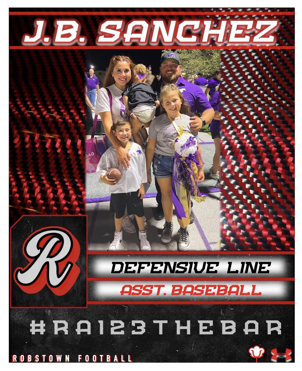 Very excited to welcome J.B. Sanchez to our coaching staff this year. After a stint in Alice, JB is Coming to us from Marble Falls.  He will be coaching defensive line, as well as baseball.

#RepTheTown
#RAI23THEBAR