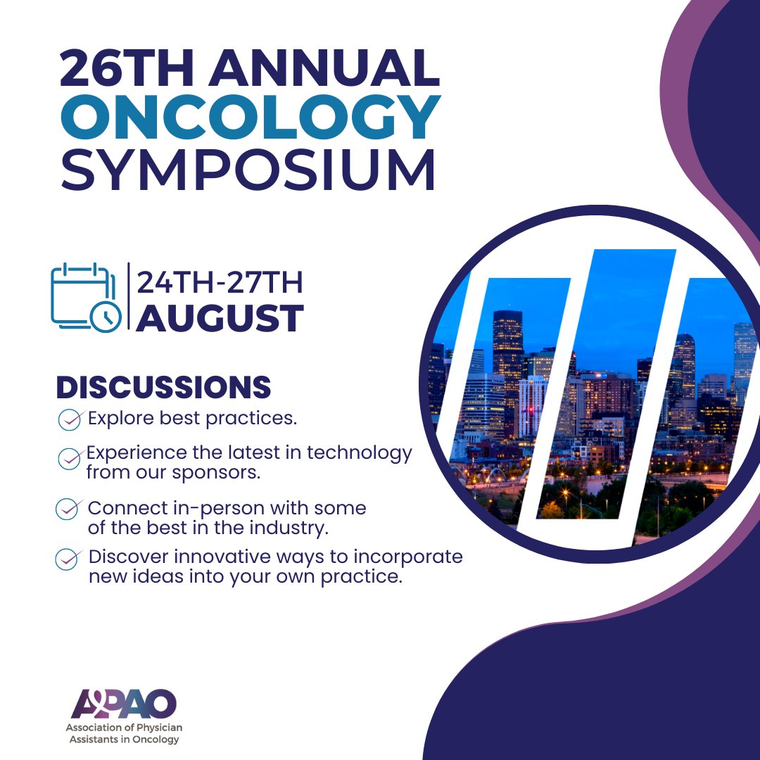 APAOnc's tweet image. Join us at our 26th Annual Oncology Symposium, happening this August 24th-27th in Denver, Colorado! 🌟 We can hardly contain our excitement!