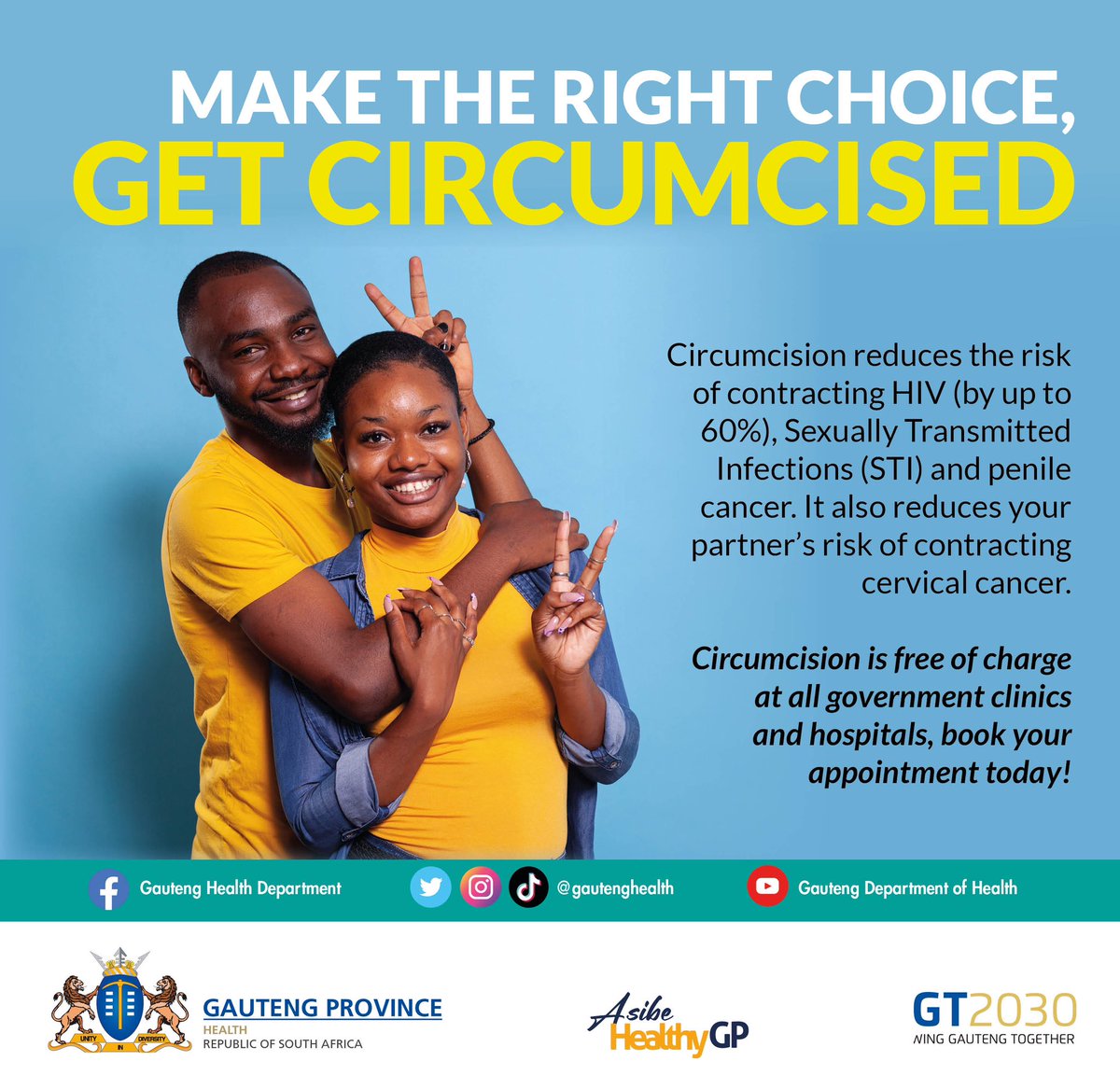 Protect yourself and partner against STIs and cancer. Book your appointment today #AsibeHealthyGP #MakeTheRightChoice