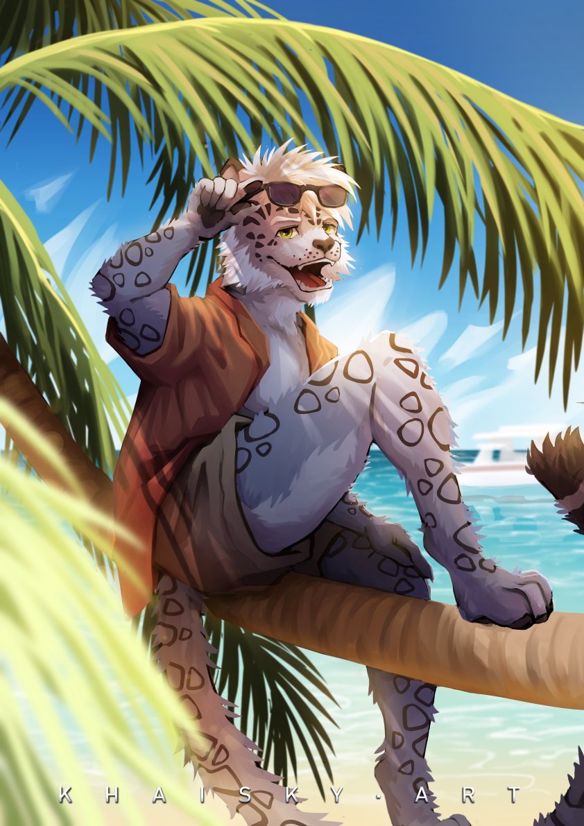 It's summer time! 🌴☀️
I got a name for him now! Koda!

#furry #furryart