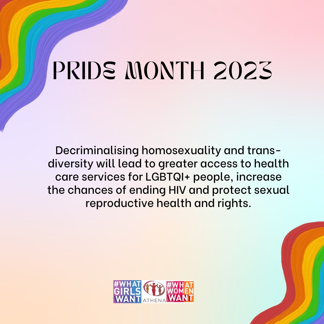 Decriminalising homosexuality and trans-diversity will lead to greater access to health care services for #LGBTQI+ people, increase the chances of ending HIV and protect sexual reproductive health and rights.
#WhatGirlsWant #WhatWomenWant #FeministFuturesHIV #PrideMonth