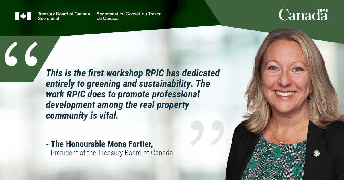 TBS_Canada's tweet image. Minister Fortier spoke at @RPIC_IBIC’s 2023 Hybrid Greening and Sustainability Workshop highlighting many #GreeningGov accomplishments relating to #RealProperty and #Sustainability
