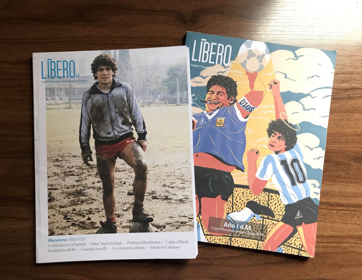 Vejam só os presentes que ganhamos do Raul Andreucci, da <a href="/dolores_editora/">Dolores Editora</a>: edições especiais da <a href="/revistalibero/">Revista Líbero</a>, uma da morte de Maradona e a outra de um ano após seu falecimento.

Estarão muito bem cuidadas no nosso acervo. E viva Diego!