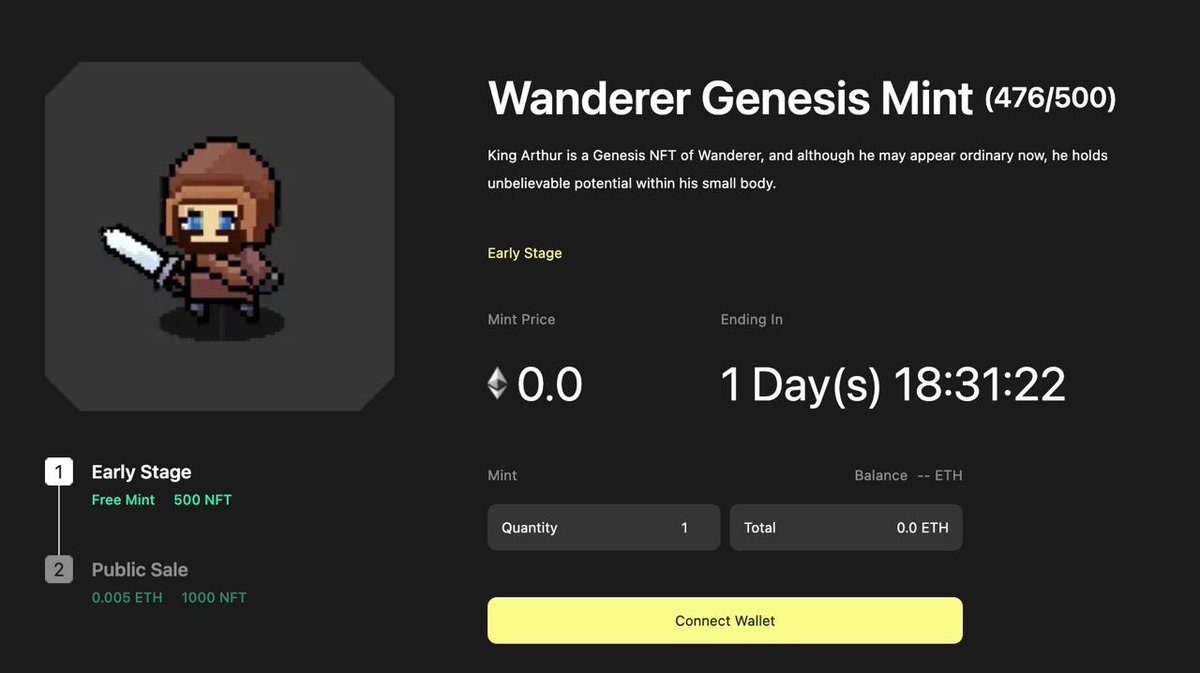 476 / 500 to be minted in 45hrs 👾👾👾

By the gamer, for the gamer 

#wanderergamefi @zksync
 #free2play #gamefi #P2E #airdrop #WandererGamefi #Web3Games #gameplay @zksync @zkSync_cn @zkEcosystem #freemint