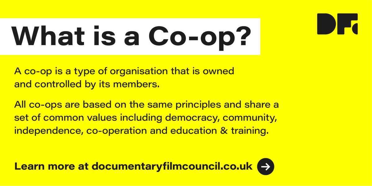 DocFilmCouncil's tweet photo. As a co-operative, the DFC will be legally owned and run by and for its members on behalf of the UK’s documentary community. 
Find out more at our launch event this Saturday @sheffdocfest  https://t.co/oUqqULZ8pt https://t.co/FquARpKGCs