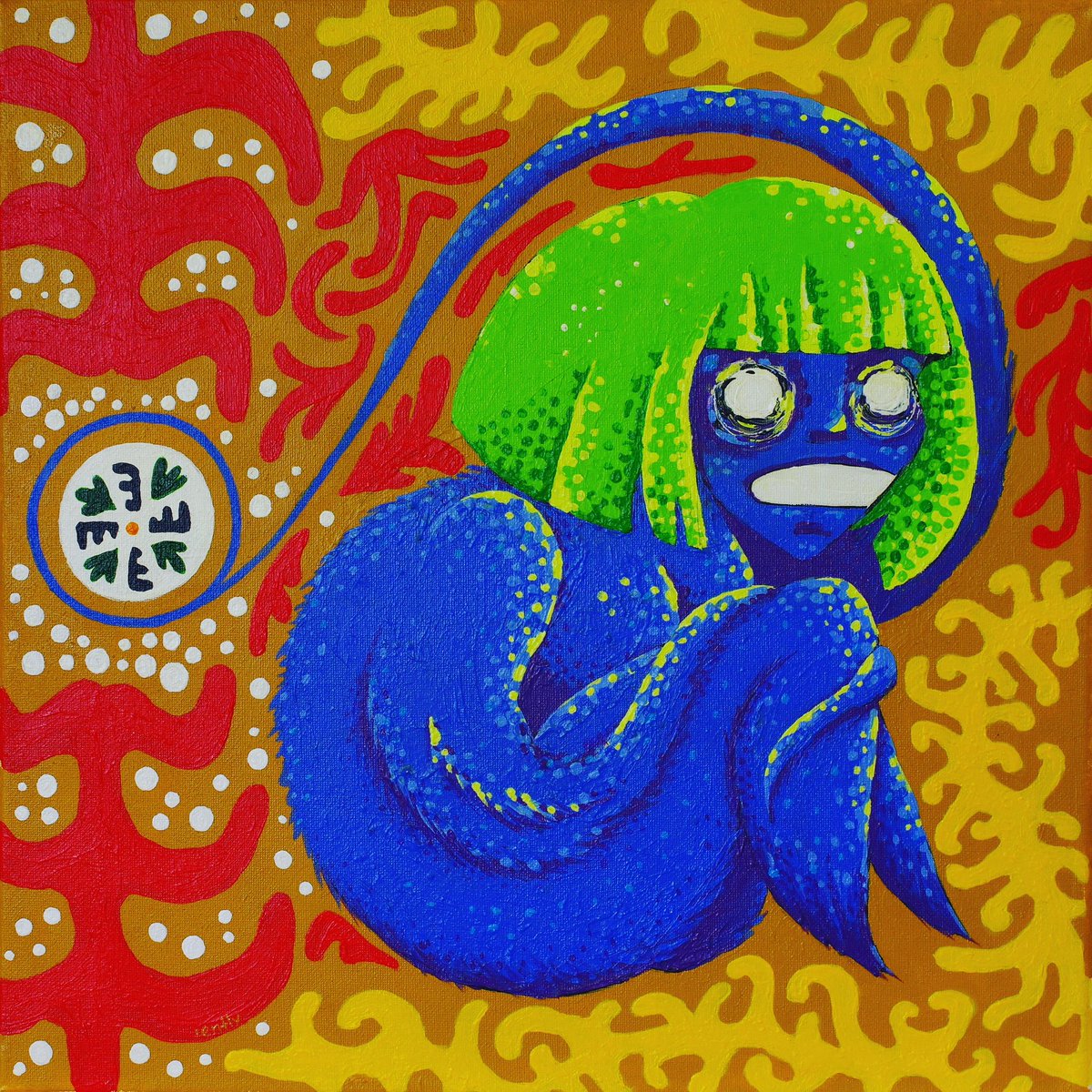 Savage.
Canvas. Acrylic. 40x40.
The ornament is based on a pattern of sacred Kaitag embroidery, not intended for public admiration

.
 #expressionism #neorxpressionism #expressionismart #modernart #outsiderart #contemporaryart #outsiderartist #outsiderart #acryliconcanvas