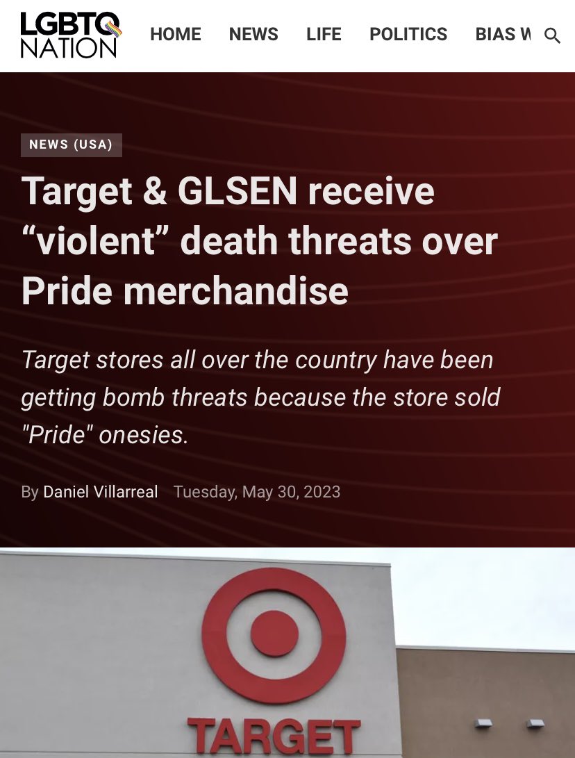 libsoftiktok's tweet photo. The media wants you to believe that a right wing terrorist sent bomb threats to target.

The bomb threats actually came from an LGBTQ activist who was upset that target REMOVED some pride items. 

You would never know that from the headlines though! https://t.co/qwebmc71tF