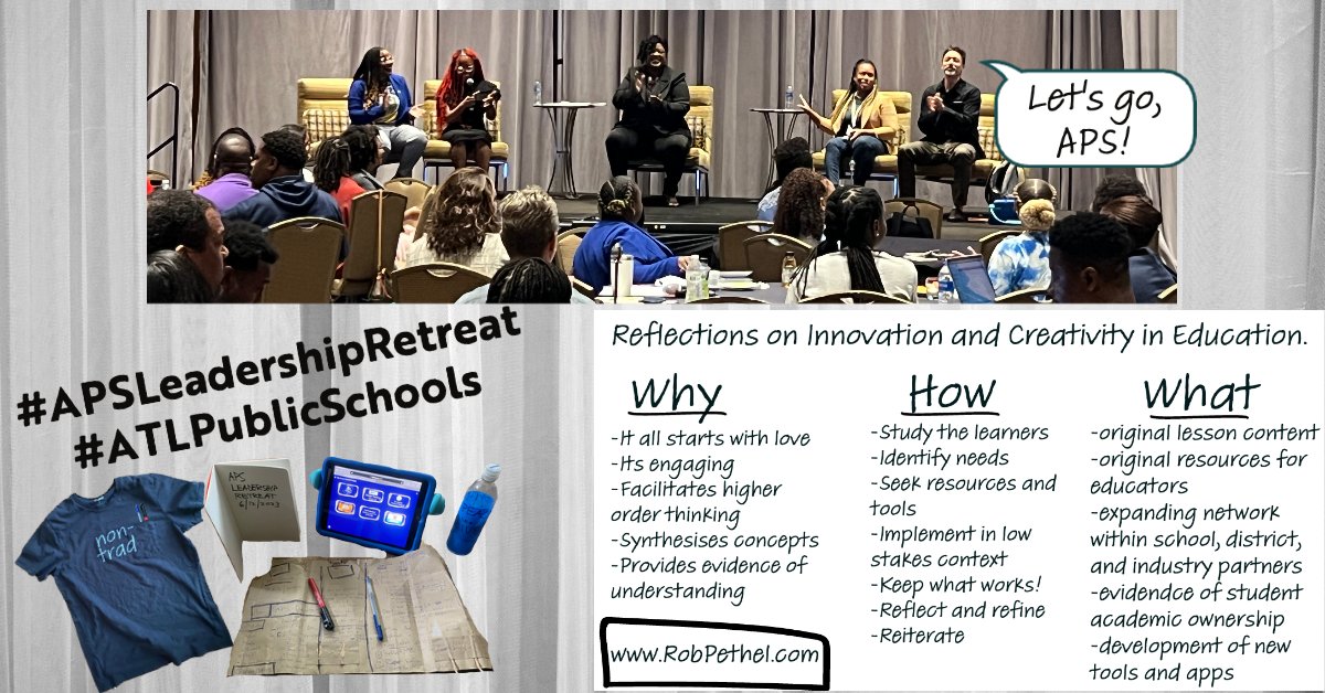 Rob Pethel (@robpethel) on Twitter photo After 16 years in #AtlPublicSchools, I've never seen this level of commitment towards #innovation, #creativity, and #nontrad learning. It was so fun to be a part of the conversation led by <a href="/DrLisaHerring/">Dr. Lisa N. Herring</a> at the #apsleadershipretreat! <a href="/ahrosser/">Aleigha H-Rosser EdD</a> <a href="/DioneDSimon/">Dione Simon, EdD</a> <a href="/Selenaflorence/">Selena Florence, Ed. D.</a> After 16 years in #AtlPublicSchools, I've never seen this level of commitment towards #innovation, #creativity, and #nontrad learning. It was so fun to be a part of the conversation led by <a href="/DrLisaHerring/">Dr. Lisa N. Herring</a> at the #apsleadershipretreat! <a href="/ahrosser/">Aleigha H-Rosser EdD</a> <a href="/DioneDSimon/">Dione Simon, EdD</a> <a href="/Selenaflorence/">Selena Florence, Ed. D.</a>