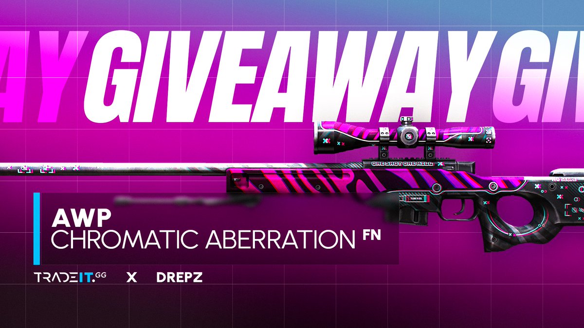 Drepz_'s tweet photo. AWP Chromatic Aberration FN Giveaway! ($50) 🔥

✅ Follow @Drepz_ &amp; @tradeit_gg 
✅ Like &amp; Retweet 
✅ Tag 1 Friend 

Winner announced in 7 Days ⏳ https://t.co/DCvoRrIV3Q