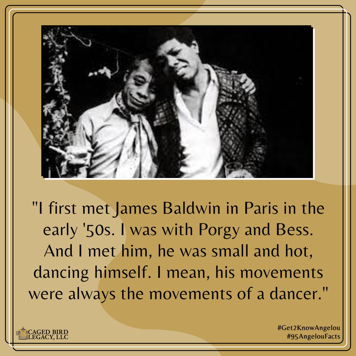 Maya Angelou (@drmayaangelou) on Twitter photo The bond Maya Angelou and #JamesBaldwin shared grew over three decades. Learn more about them both in the <a href="/mayaangeloufilm/">Maya Angelou Film</a>, “Maya Angelou: And Still I Rise.” -The estate of Dr. Maya Angelou loom.ly/xxqABos #Get2KnowAngelou #95AngelouFacts #DrAngelou95 The bond Maya Angelou and #JamesBaldwin shared grew over three decades. Learn more about them both in the <a href="/mayaangeloufilm/">Maya Angelou Film</a>, “Maya Angelou: And Still I Rise.” -The estate of Dr. Maya Angelou loom.ly/xxqABos #Get2KnowAngelou #95AngelouFacts #DrAngelou95